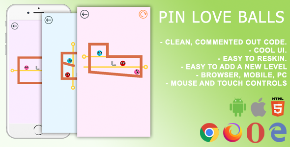 Download Pin Love Balls. Mobile, Html5 Game .c3p (Construct 3) Nulled 