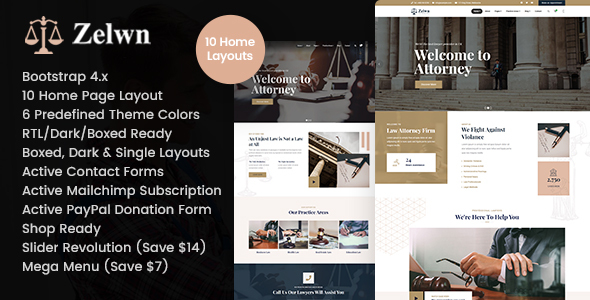Download Zelwn – Lawyer Attorney HTML Template Nulled 