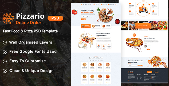 Download Pizzario – Fast Food & Pizza PSD Temptale Nulled 
