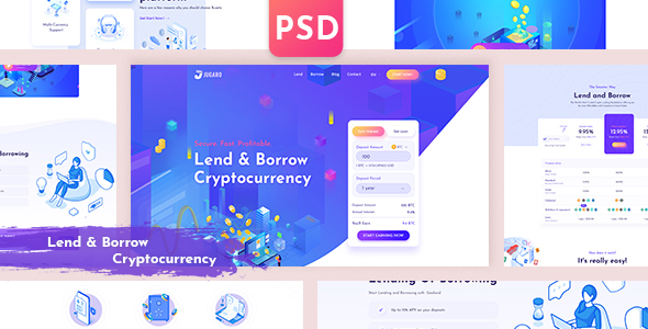 Download Jugaro – Lend and Borrow Cryptocurrency PSD Templates Nulled 