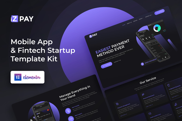 Download iZPAY – Mobile App & Fintech Startup Elementor Template Kit Nulled 