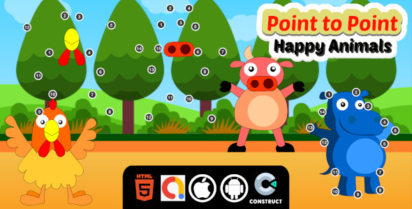 Download Point to Point Happy Animals Construct 3 Educational kids Game with Admob for Web And Mobile Nulled 