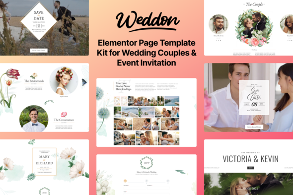Download Weddon – Wedding Event Invitation Elementor Template Kit Nulled 