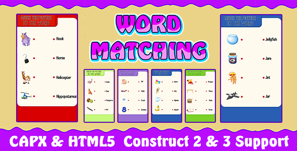 Download Word Matching Game (CAPX and HTML5) Kids Learning Game Nulled 