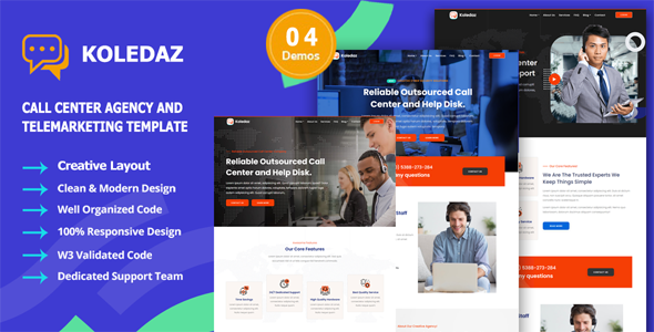 Download Koledaz – Call Center Services Company Template Nulled 