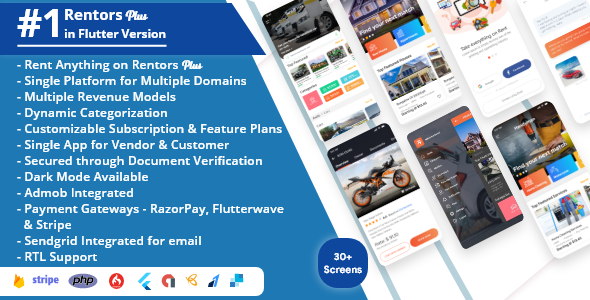 Download Rentors Plus- Universal Flutter App For Renting and Hiring Nulled 