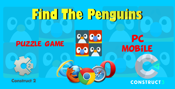 Download Find The Penguins HTML5 Game (Include CAPX, c3p, Construct 2,3 Source code) Nulled 