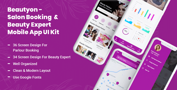 Download Beautyon – Beauty Parlour Booking & Beauty Expert Mobile App UI Kit Nulled 