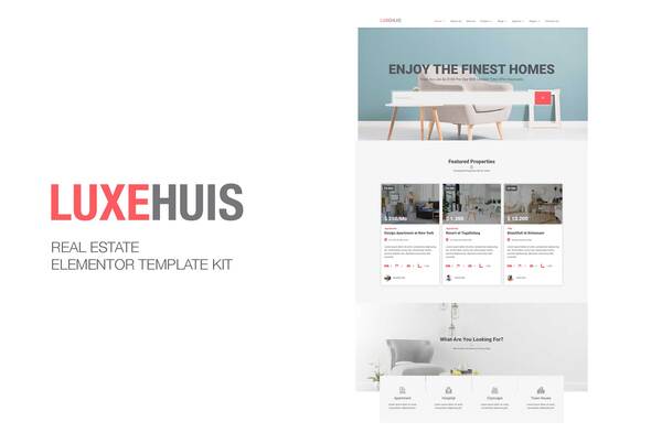 Download Luxehuis – Real Estate Elementor Template Kit Nulled 