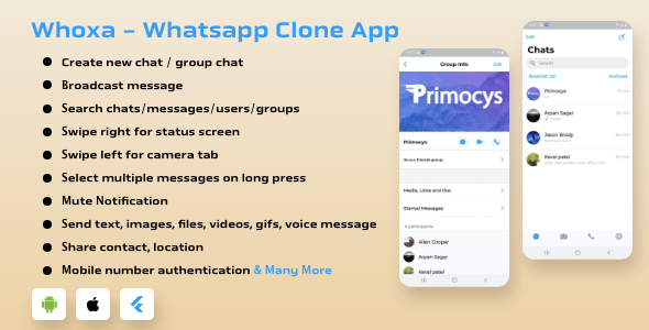 Download WhatsApp Clone Flutter App Android and iOS Nulled 
