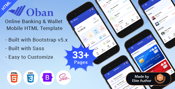 Download Oban – Banking & Wallet Mobile Template Nulled 