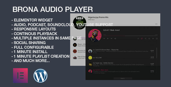 Download Brona Audio Player With Playlist Elementor Widget Nulled 