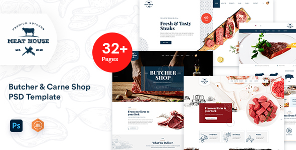 Download MeatHouse – Butcher & Carne Shop PSD template Nulled 