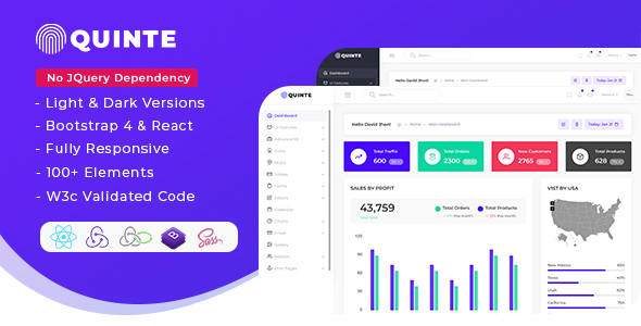 Download Quinte – React Admin & Dashboard Template Nulled 