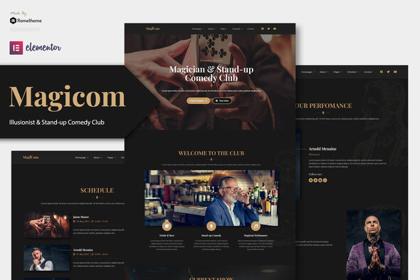 Download Magicom – Magician & Comedian Club Elementor Template Kit Nulled 