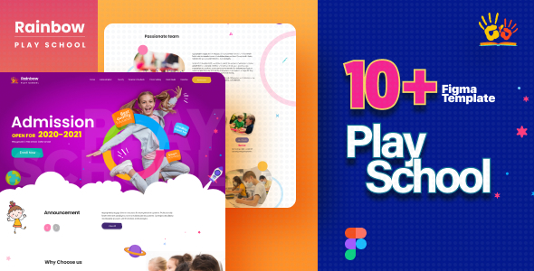Download Rainbow | A Multipage Kids Play School Website Figma Template Nulled 