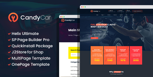 Download CandyCar – Auto service Joomla Template With Page Builder Nulled 