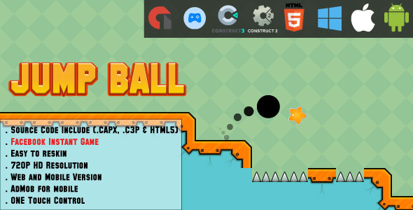 Download Jump Ball Adventure – HTML5 Game – Web, Mobile and FB Instant games(CAPX, C3p and HTML5) Nulled 