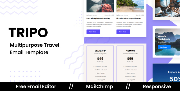 Download TRIPO – Responsive Email Template For Travel Agency With Free Email Editor Nulled 