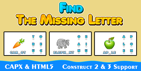 Download Find The Missing Letter (CAPX and HTML5) Kids Educational Game Nulled 
