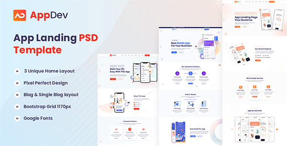 Download Appdev – App Landing PSD Template Nulled 