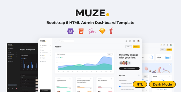Nulled Muze – Bootstrap 5 HTML Admin Dashboard Template free download