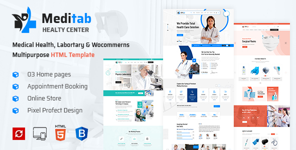 Nulled Meditab | Hospital And Medical Multipurpose HTML Template free download
