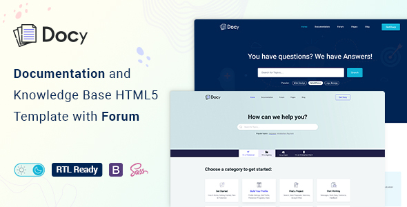 Download Docy – Documentation And Knowledge Base HTML5 Template with Helpdesk Forum Nulled 
