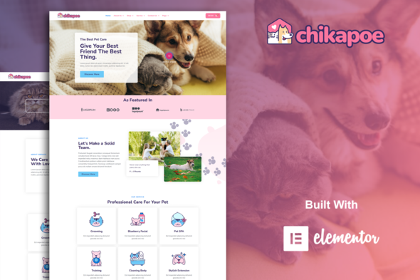 Download Chikapoe – Pet Care & Veterinary Elementor Template Kit Nulled 