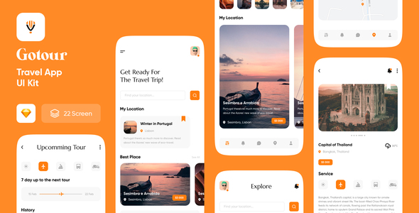 Download Gotour – Travel app UI kit for sketch Nulled 