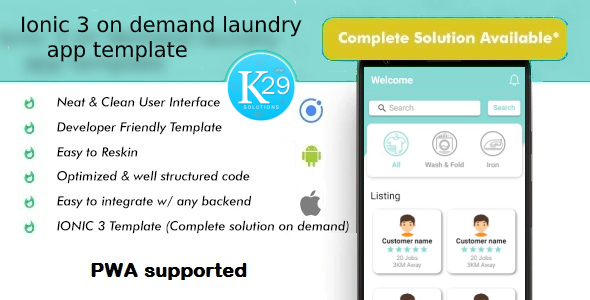 Download ionic on demand laundry app template Nulled 