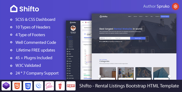 Download Shifto – Rental Listings Bootstrap HTML Template Nulled 
