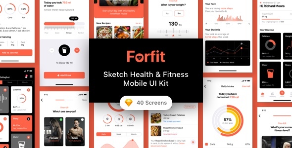 Download Forfit – Sketch Health & Fitness Mobile UI Kit Nulled 