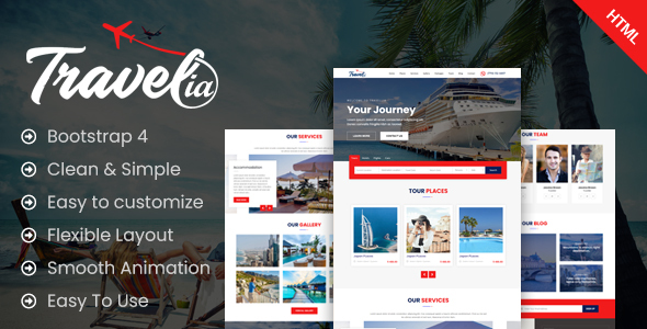 Download Travellia – Travel Landing One Page HTML Template Nulled 