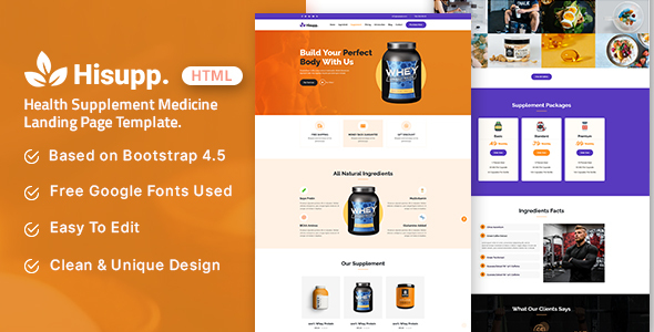 Download Hisupp – Health Supplement Medicine Landing Page Template Nulled 