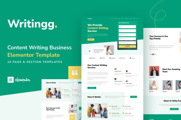 Download Writingg – Content Copywriting Services Elementor Template Kit Nulled 