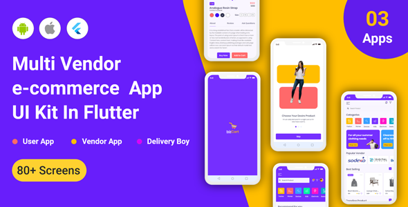 Download BizCart – Multi vendor e-commerce Flutter Full App UI Kit Nulled 