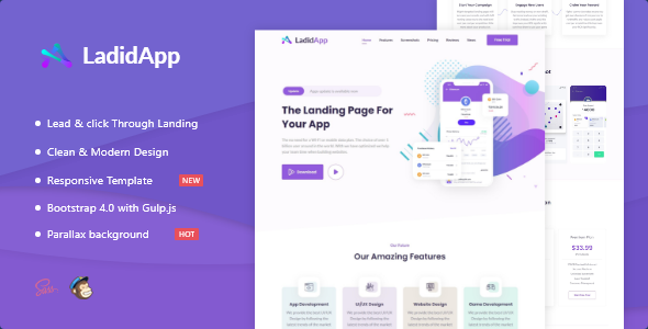 Download LadidApp – App HTML Landing Page Template Nulled 