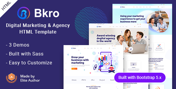 Download Bkro – Marketing Agency HTML Template Nulled 