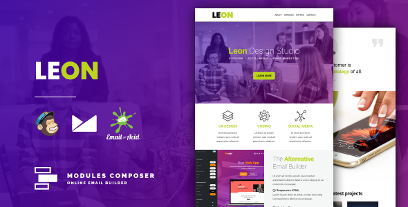 Download Leon – Responsive Email for Agencies, Startups & Creative Teams with Online Builder Nulled 