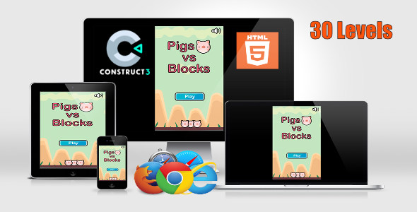 Download Pigs VS Blocks – HTML5 Game + Assets (With Construct 3 All Source-code .c3p) Nulled 