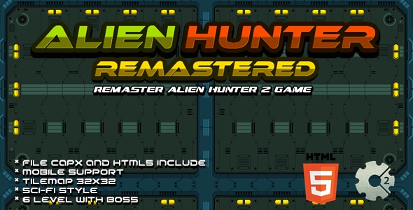Download Alien Hunter Remastered – Construct 2 Game Nulled 