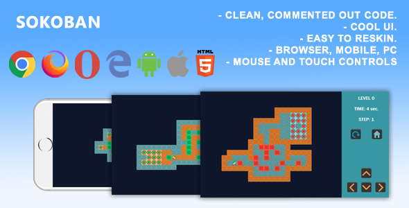 Download Sokoban. Mobile, Html5 Game .c3p (Construct 3) Nulled 