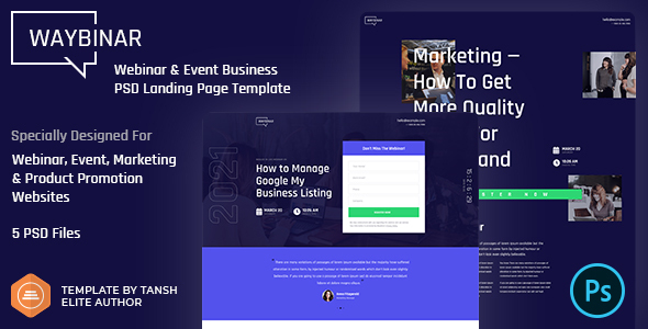 Download Waybinar – Webinar & Event Business PSD Landing Page Template Nulled 