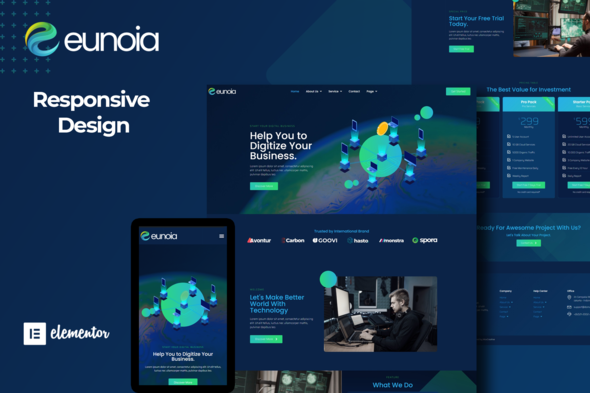 Download Eunoia – Tech Company Digital Service Elementor Template Kit Nulled 