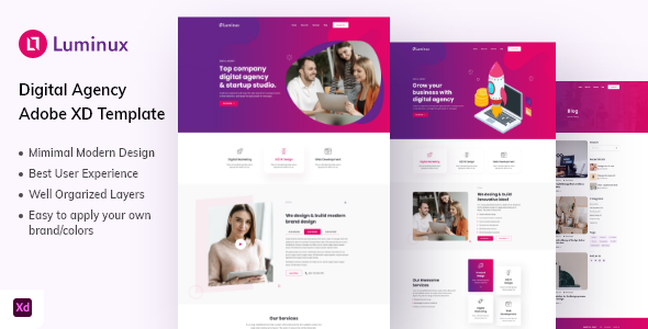 Download Luminux – Creative Digital Agency Adobe XD Template Nulled 