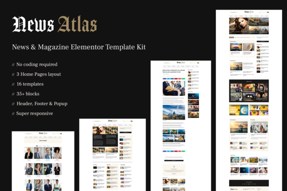 Download NewsAtlas  – News & Magazine Elementor Template Kit Nulled 