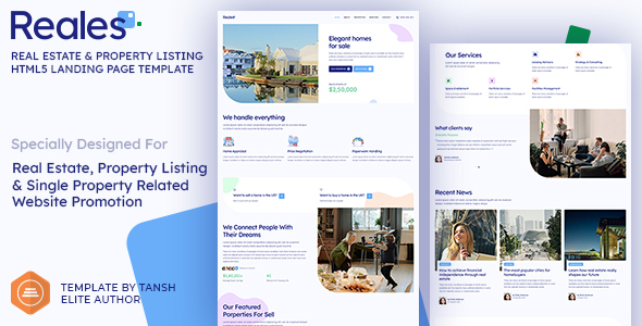 Download Reales – Real Estate & Property Listing HTML Landing Page Template Nulled 