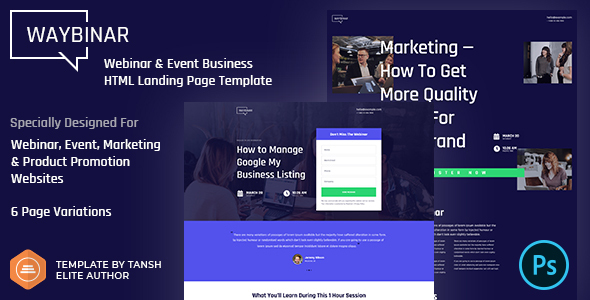 Download Waybinar – Webinar & Event Business HTML Landing Page Template Nulled 