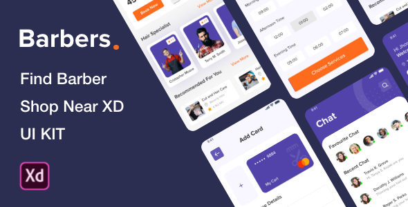 Download Find Barber Shop Near XD UI KIT Template Nulled 